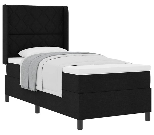 Krevet s opruga kutije s jastukom Crna 200 x 100 cm tkanina - Crna / 200 x 100 cm