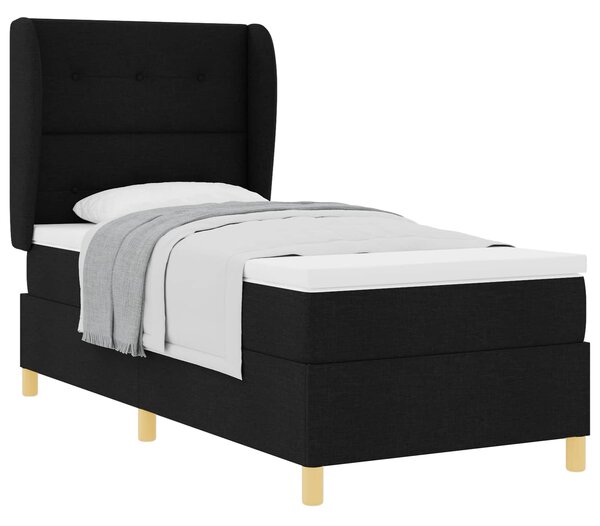 Krevet s opruga kutije s uzglavljem Crna 200 x 80 cm tkanina - Crna / 200 x 80 cm