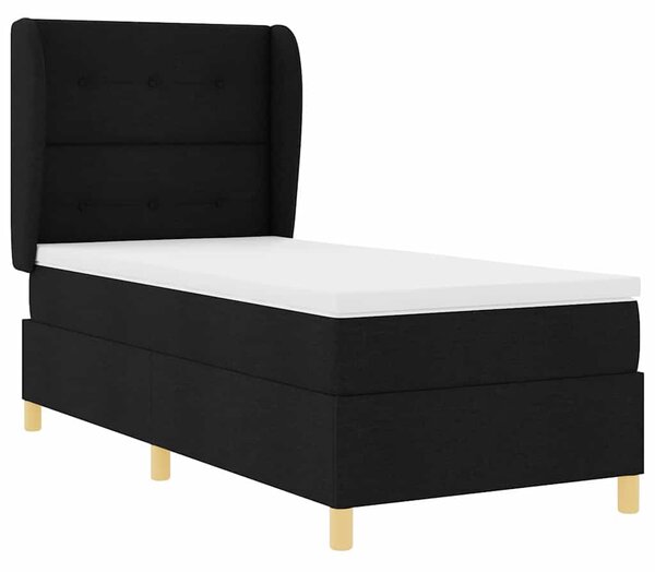 Krevet s opruga kutije s uzglavljem Crna 200 x 80 cm tkanina - Crna / 200 x 80 cm