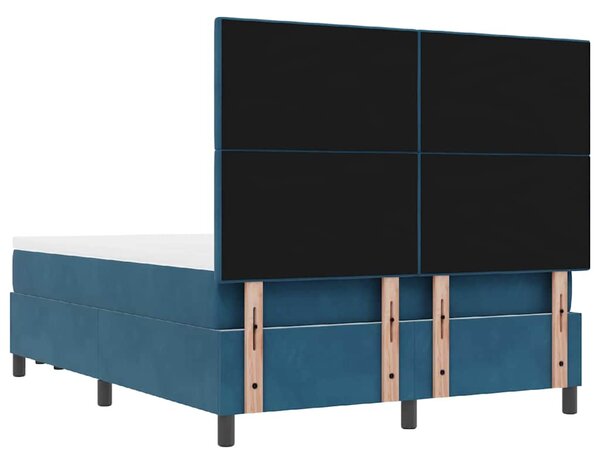 Krevet s opruga kutije Tamno plava 200 x 160 cm Baršun - Plava / 200 x 160 cm
