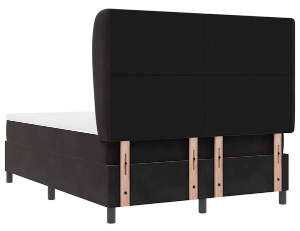 Krevet s opruga kutije s madracem Crna 190 x 140 cm Baršun - Crna / 190 x 140 cm