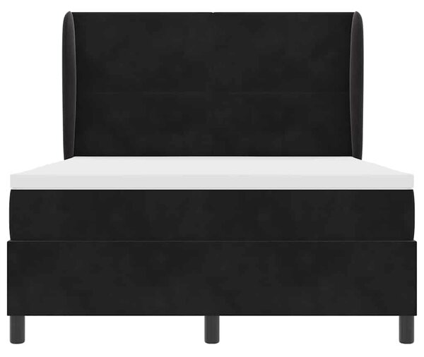 Krevet s opruga kutije s madracem Crna 190 x 140 cm Baršun - Crna / 190 x 140 cm