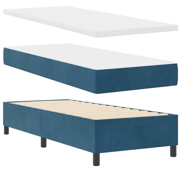 Krevet s opruga kutije Tamno plava 200 x 80 cm Baršun - Plava / 200 x 80 cm