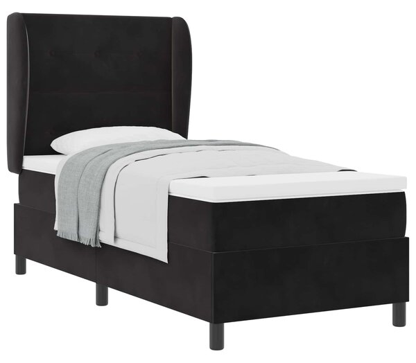 Krevet s opruga kutije s madracem Crna 200 x 80 cm Baršun - Crna / 200 x 80 cm