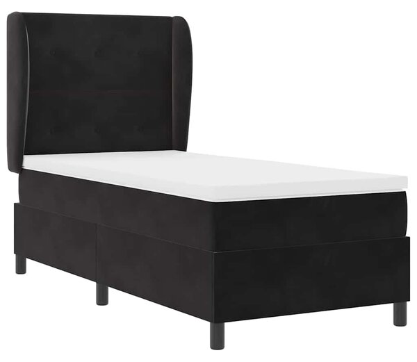 Krevet s opruga kutije s madracem Crna 200 x 80 cm Baršun - Crna / 200 x 80 cm