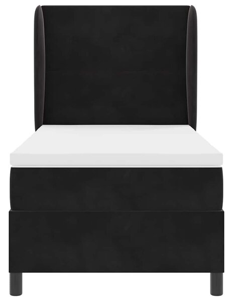 Krevet s opruga kutije s madracem Crna 200 x 80 cm Baršun - Crna / 200 x 80 cm
