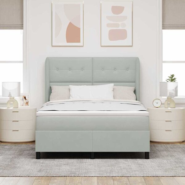 Krevet s opruga kutije Svijetlo siva 190 x 140 cm Baršun - Svjetlosiva / 190 x 140 cm