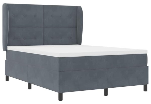 Krevet s opruga kutije Tamno siva 200 x 140 cm Baršun - Siva / 200 x 140 cm
