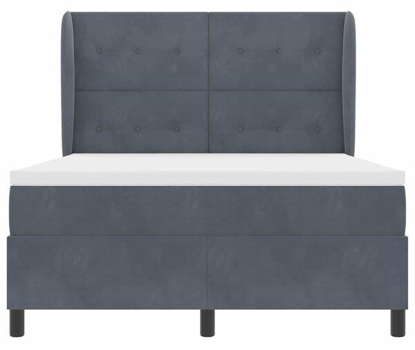 Krevet s opruga kutije Tamno siva 200 x 140 cm Baršun - Siva / 200 x 140 cm