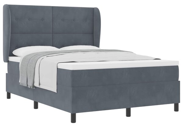 Krevet s opruga kutije Tamno siva 200 x 140 cm Baršun - Siva / 200 x 140 cm