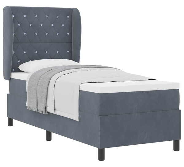 Krevet s opruga kutije s madracem Tamno siva 200 x 80 cm Baršun - Siva / 200 x 80 cm