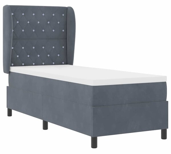Krevet s opruga kutije s madracem Tamno siva 200 x 80 cm Baršun - Siva / 200 x 80 cm