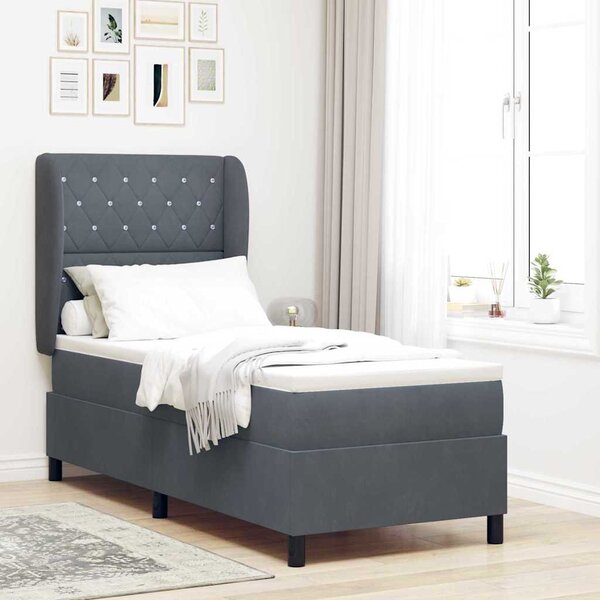 Krevet s opruga kutije s madracem Tamno siva 200 x 80 cm Baršun - Siva / 200 x 80 cm