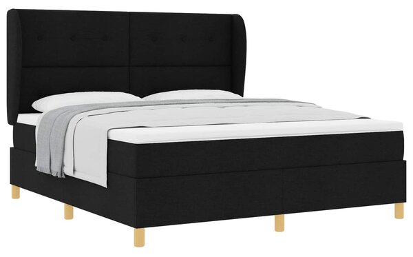 Krevet s opruga kutije s uzglavljem Crna 200 x 180 cm tkanina - Crna / 200 x 180 cm