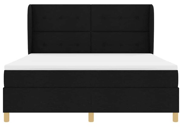 Krevet s opruga kutije s uzglavljem Crna 200 x 180 cm tkanina - Crna / 200 x 180 cm
