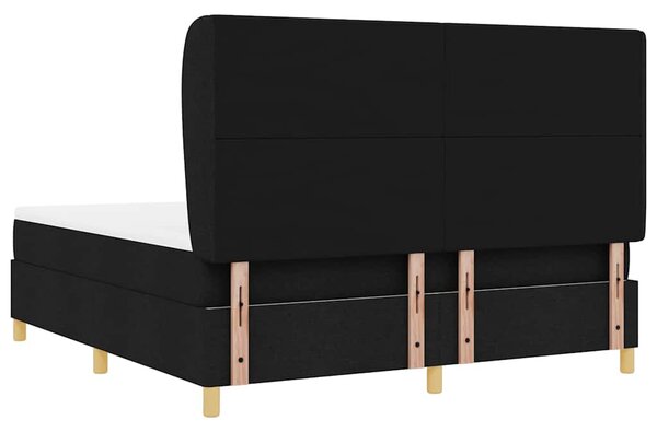 Krevet s opruga kutije s uzglavljem Crna 200 x 180 cm tkanina - Crna / 200 x 180 cm