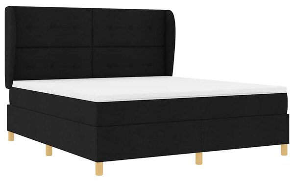 Krevet s opruga kutije s uzglavljem Crna 200 x 180 cm tkanina - Crna / 200 x 180 cm