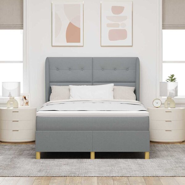Krevet s opruga kutije Svijetlo siva 200 x 140 cm tkanina - Svjetlosiva / 200 x 140 cm