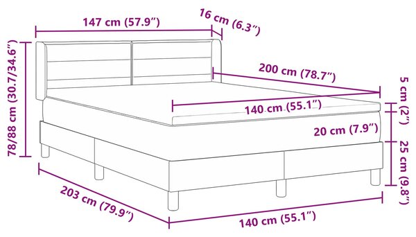 Krevet s opruga kutije s madracem Crna 200 x 140 cm tkanina - Crna / 200 x 140 cm