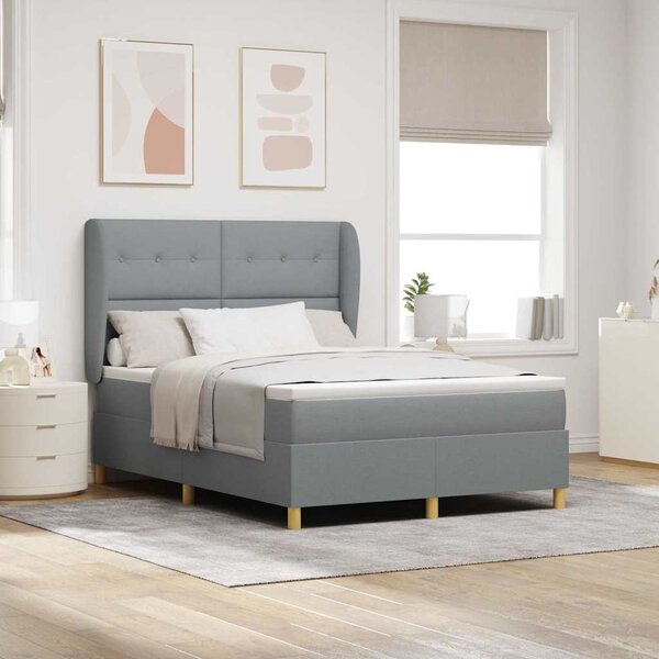 Krevet s opruga kutije Svijetlo siva 200 x 140 cm tkanina - Svjetlosiva / 200 x 140 cm