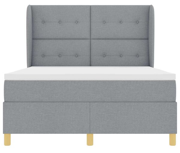 Krevet s opruga kutije Svijetlo siva 200 x 140 cm tkanina - Svjetlosiva / 200 x 140 cm