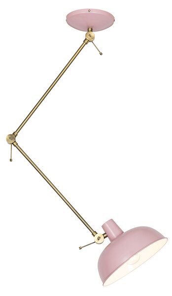 Retro stropna svjetiljka roza s broncom - Milou