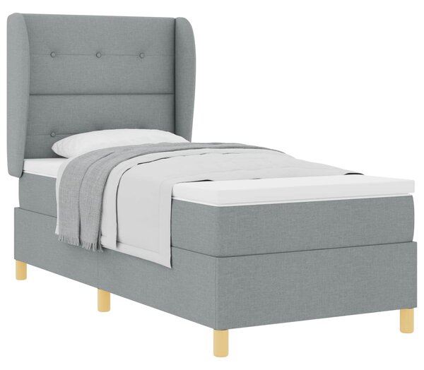 Krevet s opruga kutije Svijetlo siva 190 x 90 cm tkanina - Svjetlosiva / 190 x 90 cm