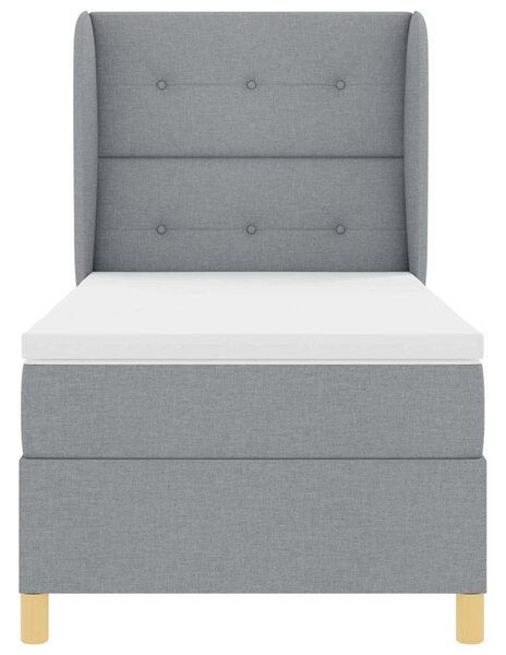 Krevet s opruga kutije Svijetlo siva 190 x 90 cm tkanina - Svjetlosiva / 190 x 90 cm