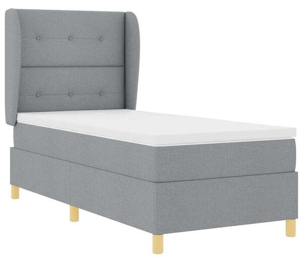 Krevet s opruga kutije Svijetlo siva 190 x 90 cm tkanina - Svjetlosiva / 190 x 90 cm