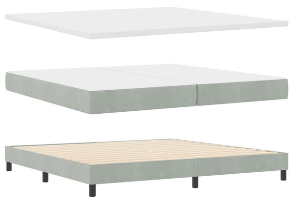 Krevet s opruga kutije Svjetlosiva 200 x 200 cm Baršun - Svjetlosiva / 200 x 200 cm