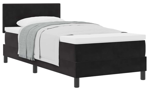 Krevet s opruga kutije s uzglavljem Crna 90 x 200 cm Baršun - Crna / 90 x 200 cm