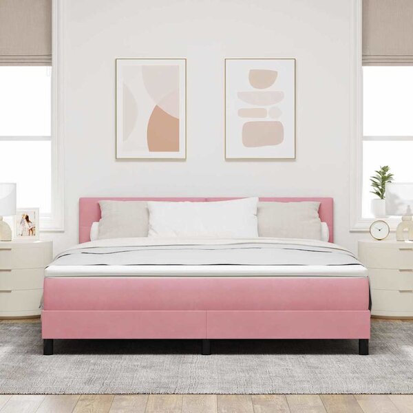 Krevet s opruga kutije Ružičasta 180 x 200 cm Baršun - Ružičasta / 180 x 200 cm