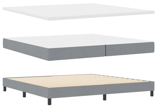 Krevet s opruga kutije Svjetlosiva 200 x 200 cm tkanina - Siva / 200 x 200 cm