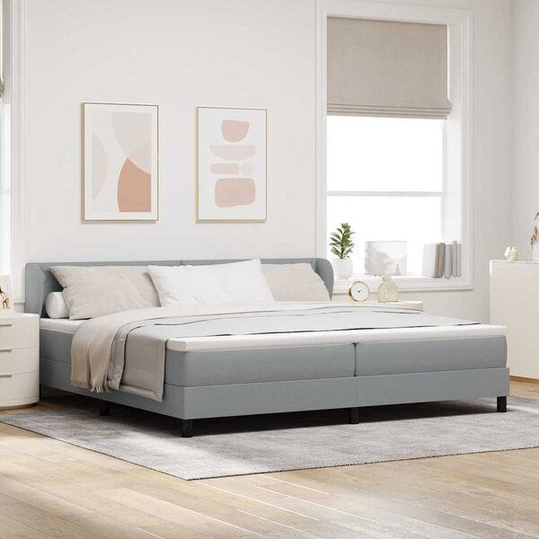 Krevet s opruga kutije Svjetlosiva 200 x 200 cm tkanina - Siva / 200 x 200 cm