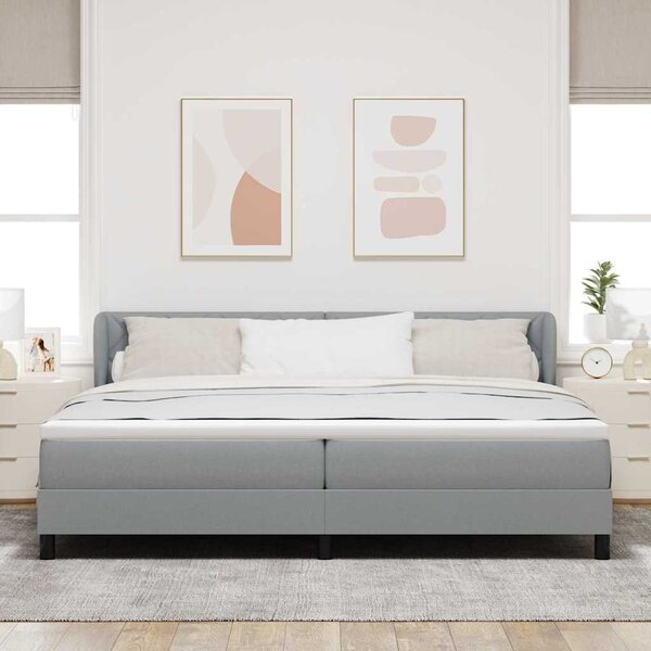 Krevet s opruga kutije Svjetlosiva 200 x 200 cm tkanina - Siva / 200 x 200 cm