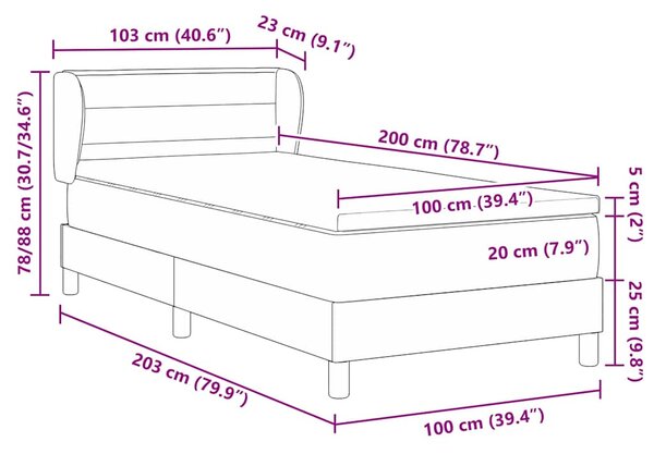 Krevet s opruga kutije s madracem Plava 100 x 200 cm tkanina - Plava / 100 x 200 cm