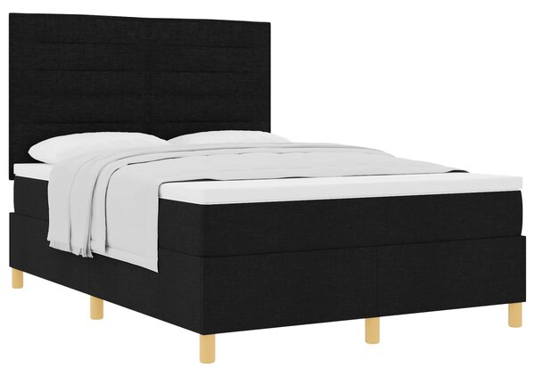 Krevet s opruga kutije s madracem Crna 140 x 190 cm tkanina - Crna / 140 x 190 cm