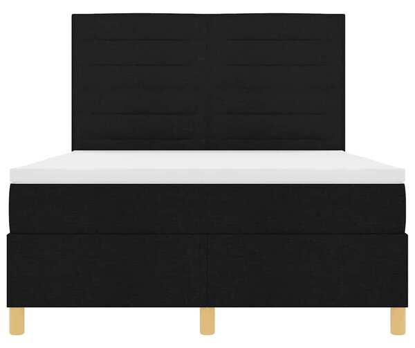 Krevet s opruga kutije s madracem Crna 140 x 190 cm tkanina - Crna / 140 x 190 cm