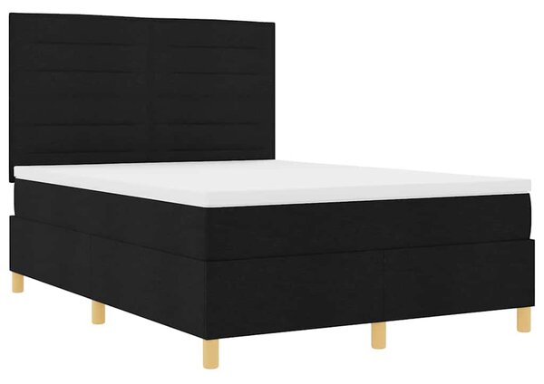 Krevet s opruga kutije s madracem Crna 140 x 190 cm tkanina - Crna / 140 x 190 cm