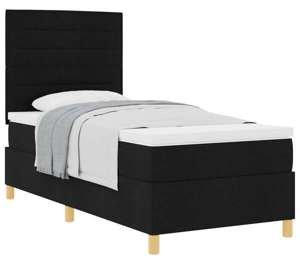 Krevet s opruga kutije s madracem Crna 80 x 200 cm tkanina - Svjetlosiva / 80 x 200 cm