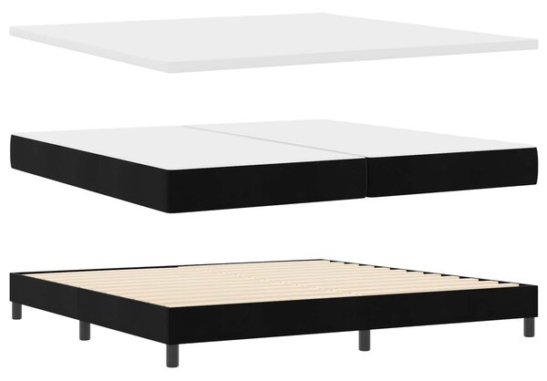 Krevet s opruga kutije s madracem Crna 200 x 200 cm Baršun - Crna / 200 x 200 cm