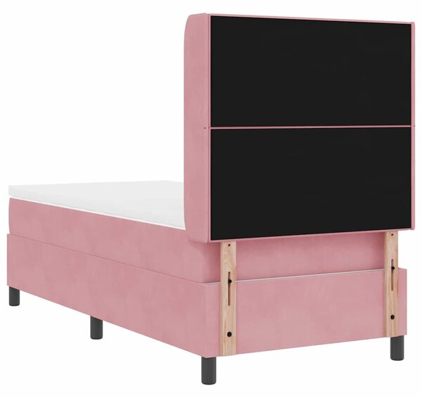 Krevet s opruga kutije Ružičasta 100 x 200 cm Baršun - Ružičasta / 100 x 200 cm