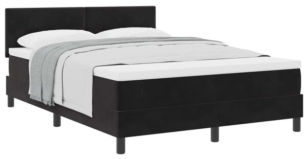 Krevet s opruga kutije s madracem Crna 140 x 190 cm Baršun - Crna / 140 x 190 cm