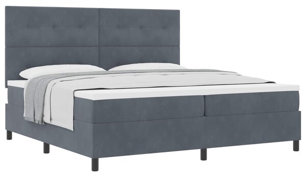 Krevet s opruga kutije Tamno siva 200 x 200 cm Baršun - Siva / 200 x 200 cm