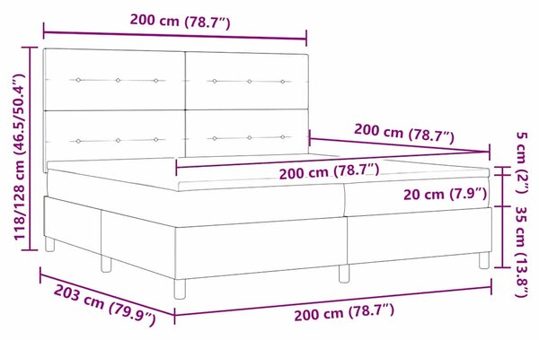 Krevet s opruga kutije Tamno siva 200 x 200 cm Baršun - Siva / 200 x 200 cm