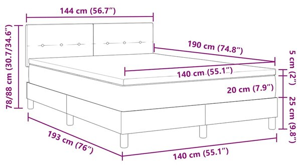 Krevet s opruga kutije s madracem Crna 140 x 190 cm Baršun - Crna / 140 x 190 cm