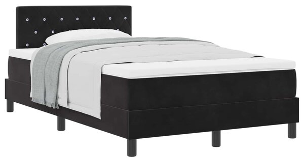 Krevet s opruga kutije s madracem Crna 120 x 200 cm Baršun - Crna / 120 x 200 cm