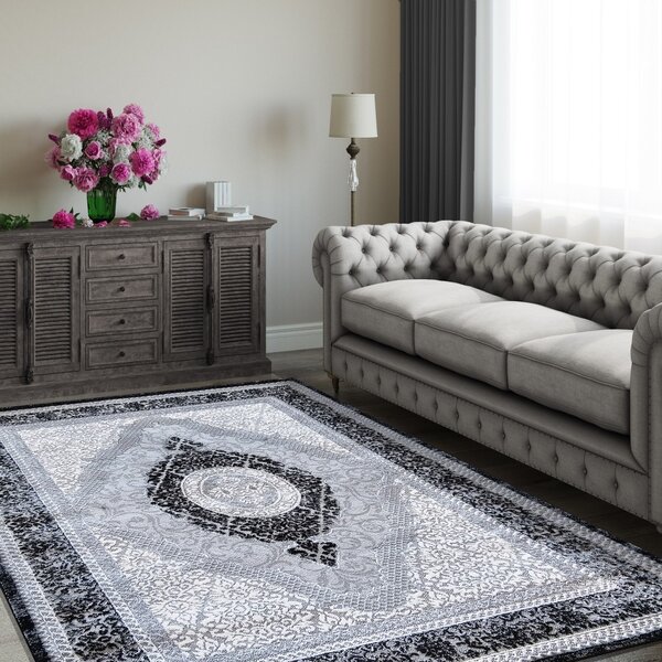 Ekskluzivni crni tepih u vintage stilu Širina: 120 cm | Duljina: 170 cm