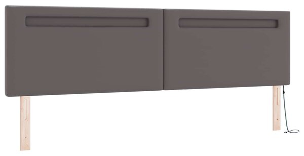 Krevet s opruga kutije Siva 200 x 200 cm Umjetna koža - Siva / 200 x 200 cm