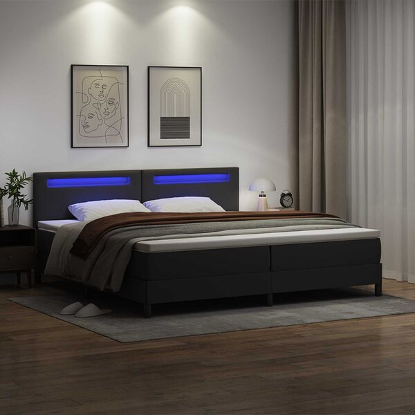 Krevet s opruga kutije Crna 200 x 200 cm Umjetna koža - Crna / 200 x 200 cm